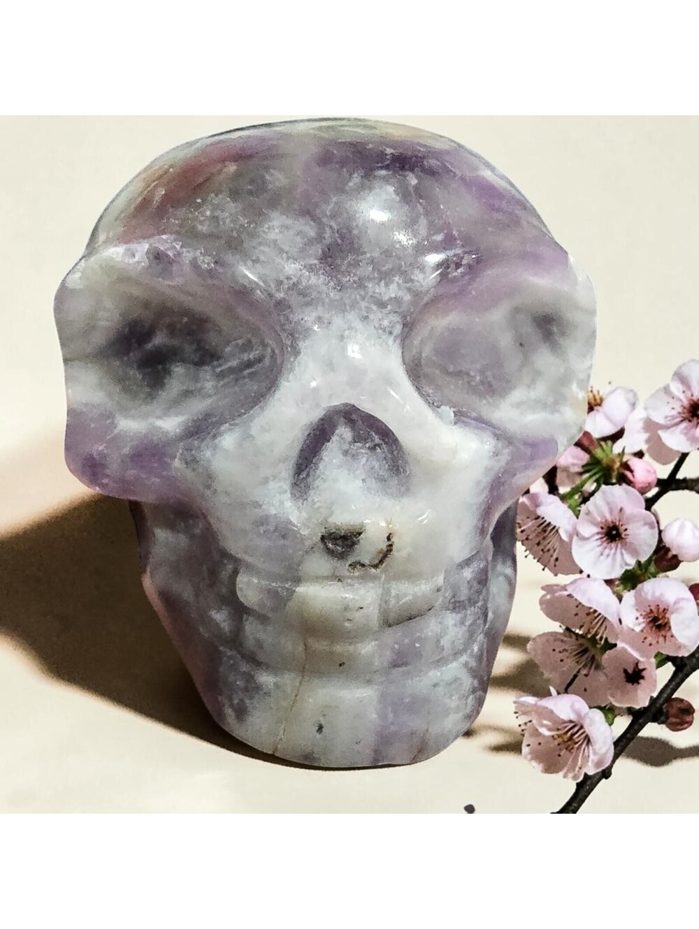A 204. Dream Amethyst Natural Crystal Skull Carving 2.5"
